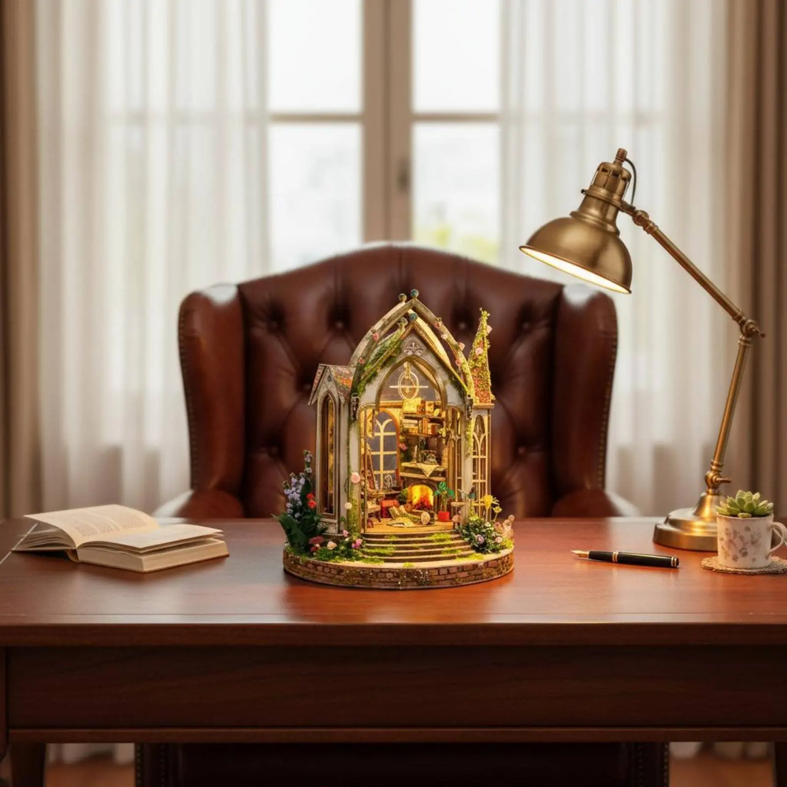 

DIY Book Nook Kit Gift Idea 3D Book Nook Model 3D Assembly House LED Light Wooden Assembly Bookend Easy to Follow Instructions
