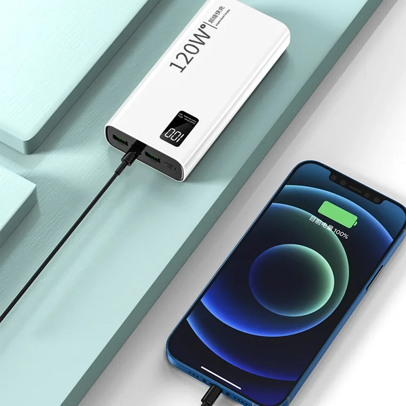 Xiaomi 120 Вт Power Bank высокой емкости 50000 мАч Быстрая зарядка Powerbank Портативное зарядное устройство для iPhone Samsung Huawei