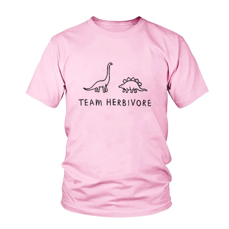 T-Shirt Unisex Vegan Tee    Women Men t shirt white t-shirt tshirts Black tee TEAM HERBIVORE Dinosaur Print Tops