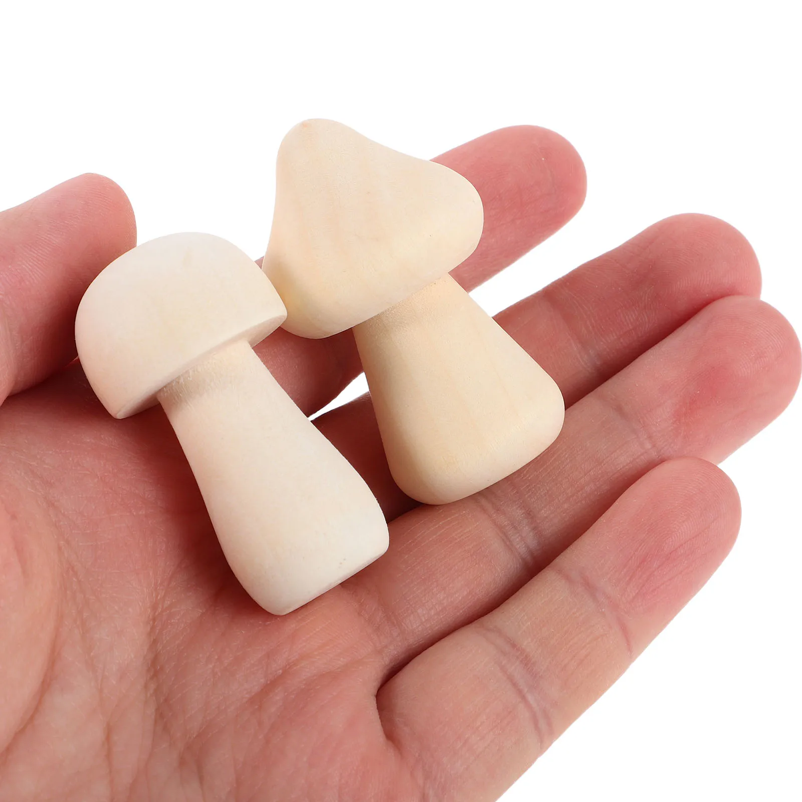 

42 Pcs Wooden Mushroom Ornaments Miniature Figurines Decorations Table Beige Sculptures