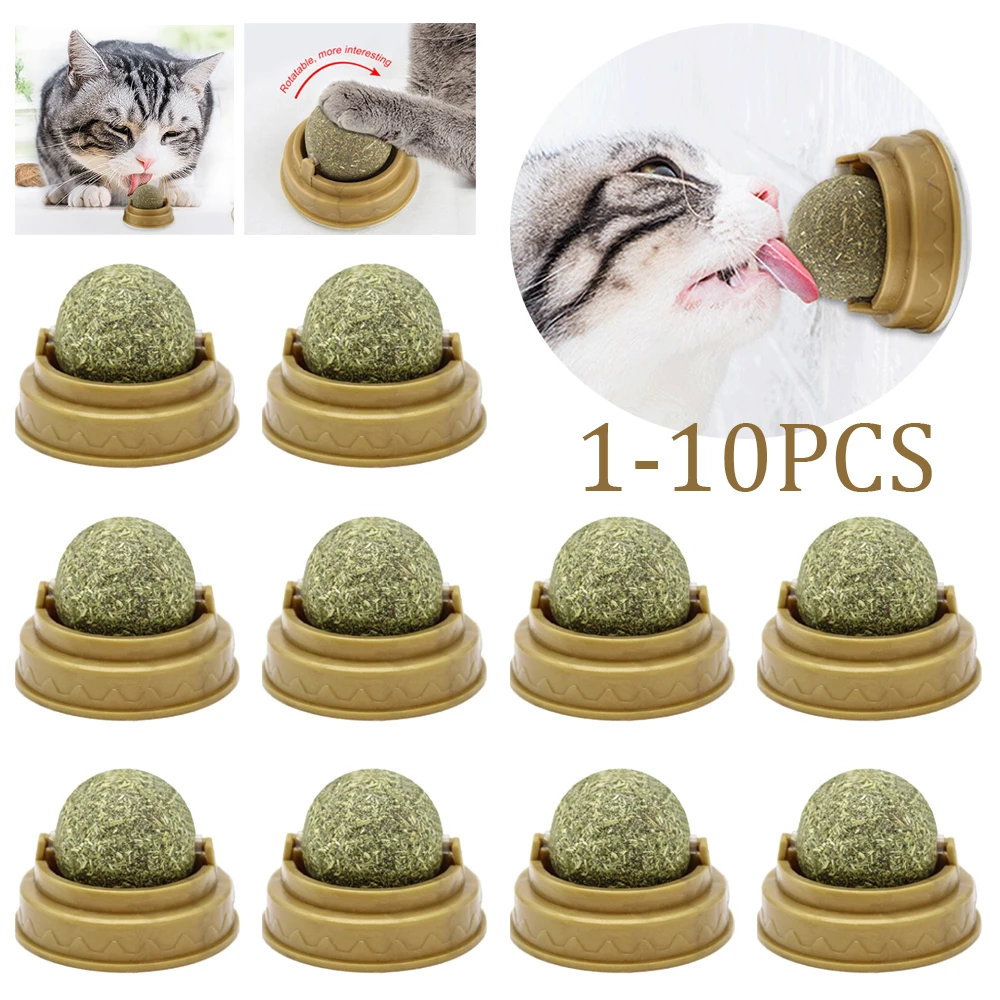 1-10PC Pet Catnip Toys Edible Catnip Ball Safety Healthy Cat Mint Cats Chasing Game Toy Products Clean Teeth The Stomach Catmint