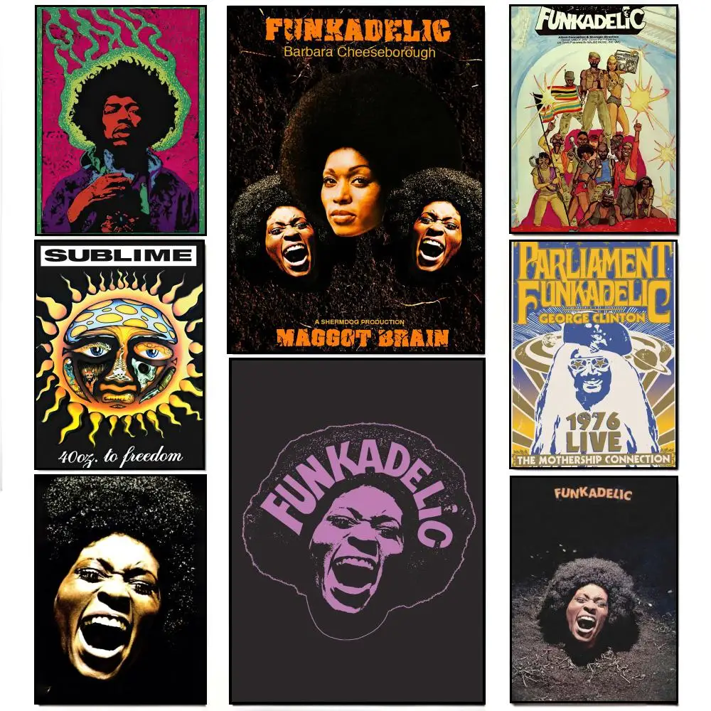 Funk Rock Band Maggot Brain Album Art F-Funkadelic Poster Poster HD  Waterproof Wall Sticker Bar Living Room Decor Gift