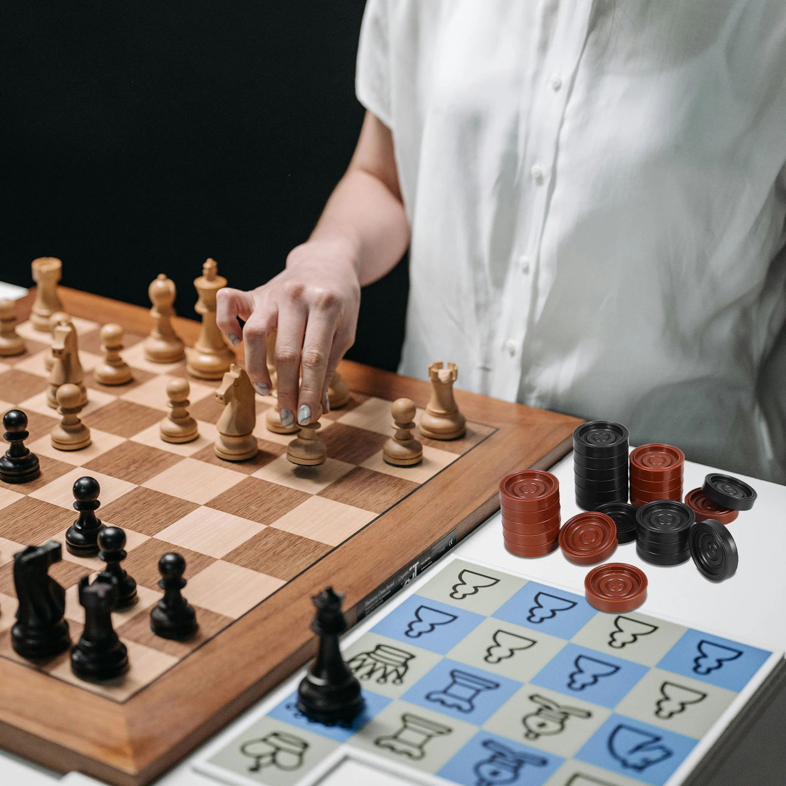 

24pcs Checker Pieces Only Plastic Chess Pieces For Board Games Backgammon Replacement Checkers Travel Entertainment Board Game