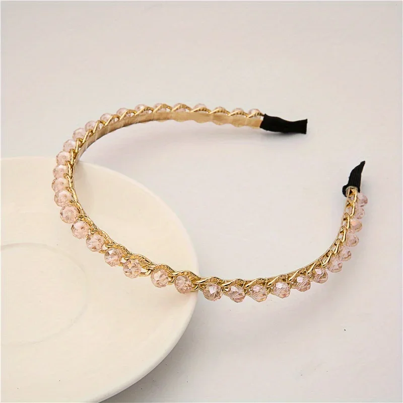 

Thin Edge Hairband Headband Hair Hoop Baroque Style with Crystal Beads for Party Evening Vintage Hair Accessories Headwear