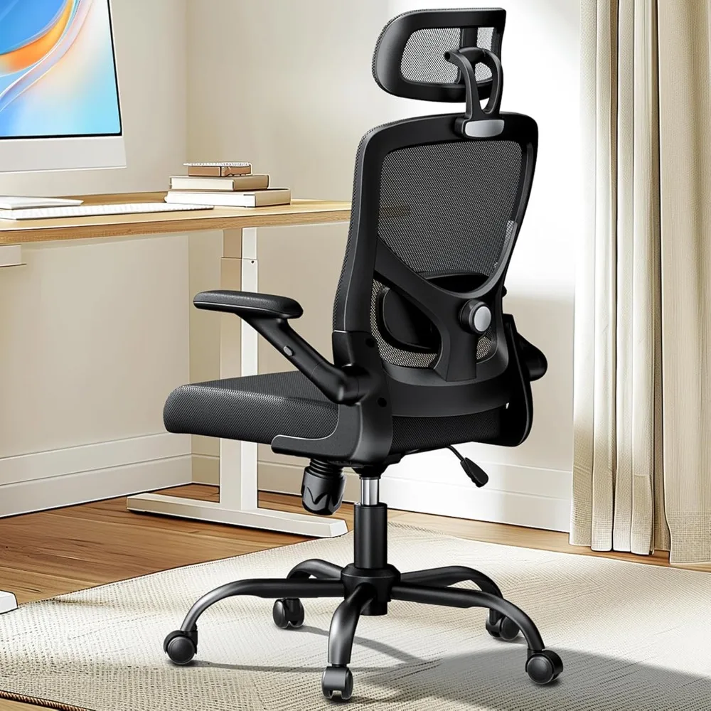 

Ergonomic Mesh Office Chair High Back Desk Chair Adjustable Lumbar Support with Headrest Flip-Up Liftable Arms Swivel Co