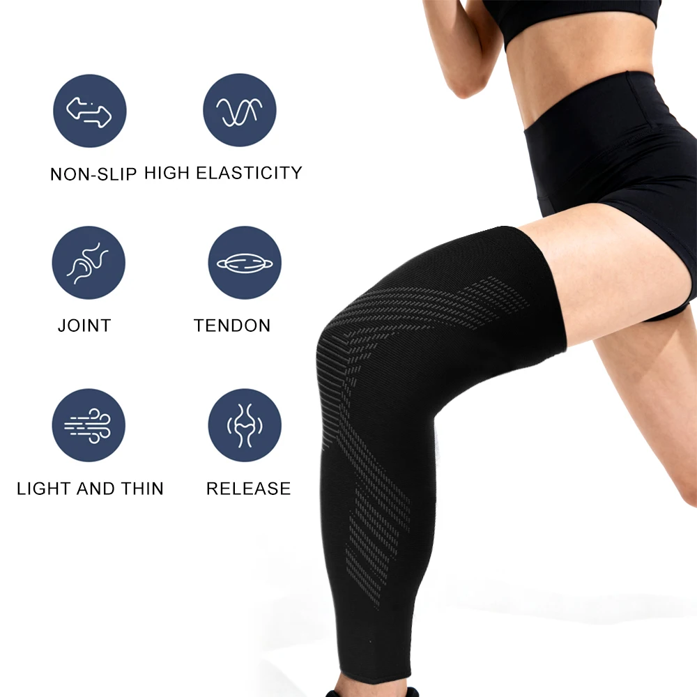 1/2 قطعة كم ضغط للساق بطول كامل - دعم الركبة والعجل لتخفيف الآلام - أكمام أرجل رياضية وتمرين للرجال والنساء