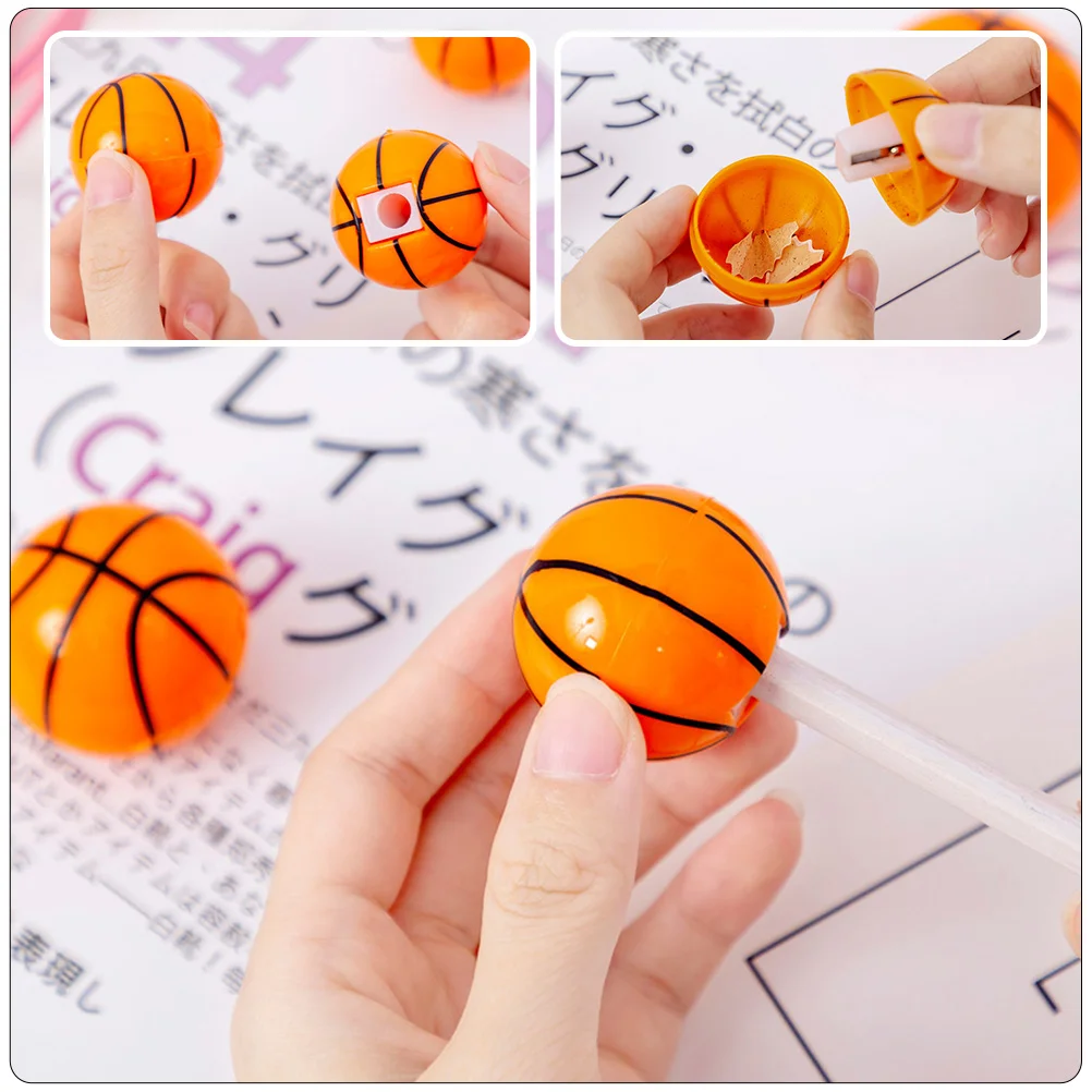 16 Pcs Spherical Manual Pencil Sharpener Child Student Basketball Sharper Plastic Crayon Students Adorable