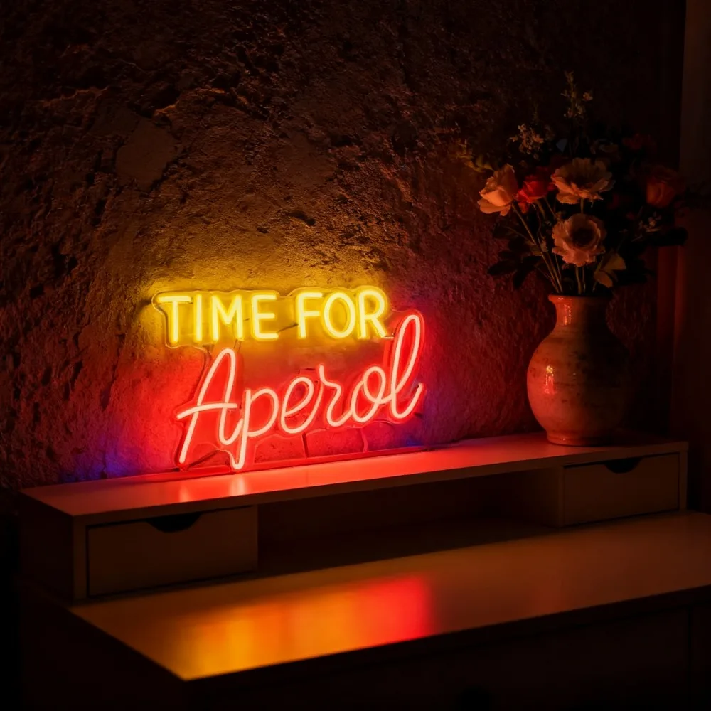 Aperol Time Neon Sign LED Neon Ligh USB Cafe Bar Decor for Restaurant Hotel Lobby Girls Bedroom Game Room Birthday Gift Decor