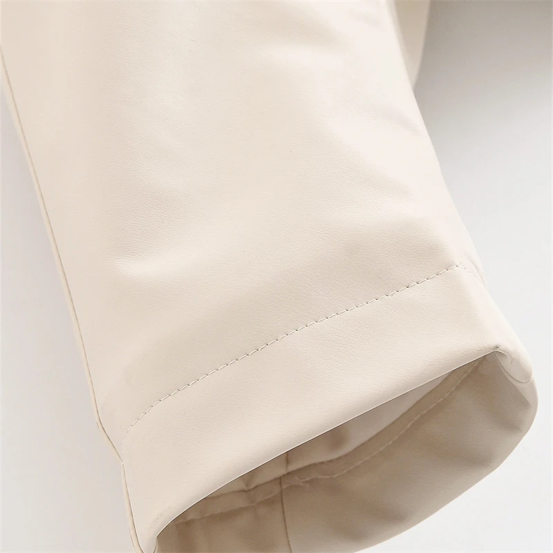 KEYANKETIAN Autumn New Women's Clothing Lapel, Placket Zipper, Imitation Leather Splicing PU Leather Jacket, Women Coat