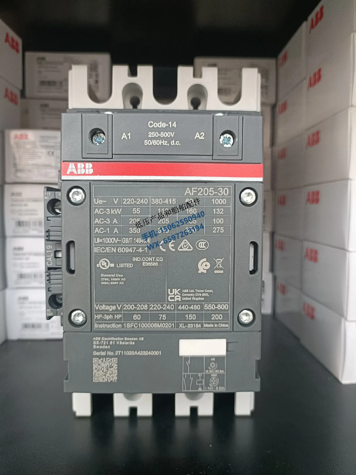 New Original ABB Contactor AF205-30-11-14 250-500VAC/DC DC AC Shared