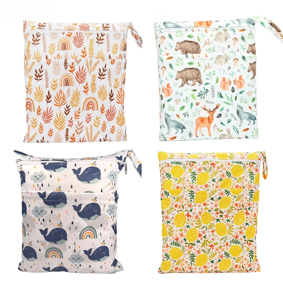 [Sigzagor] Bolsa húmeda y seca con dos cremalleras para pañales de bebé pañales impermeables reutilizables 36 cm x 29 cm