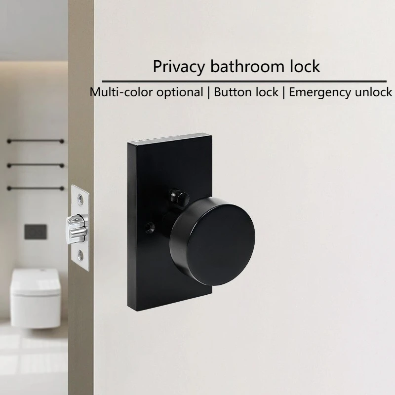 

Дверной замок для дома и ванной комнаты со скрытой кнопкой, двусторонняя защелка, для спальни, из цельного цинкового сплава, черный, двусторонняя дверная ручка
