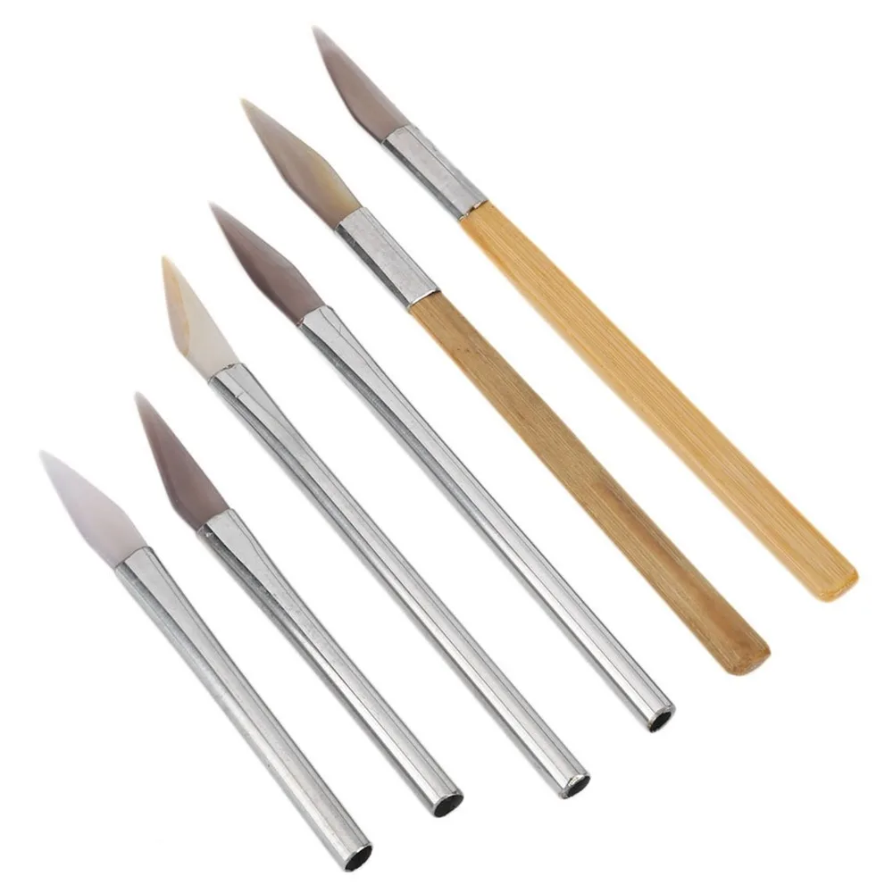 

6Pcs Professional Agate Material Agate Burnisher Different Shapes Different Sizes Carving Tools Polishing Tools Jewelry Making