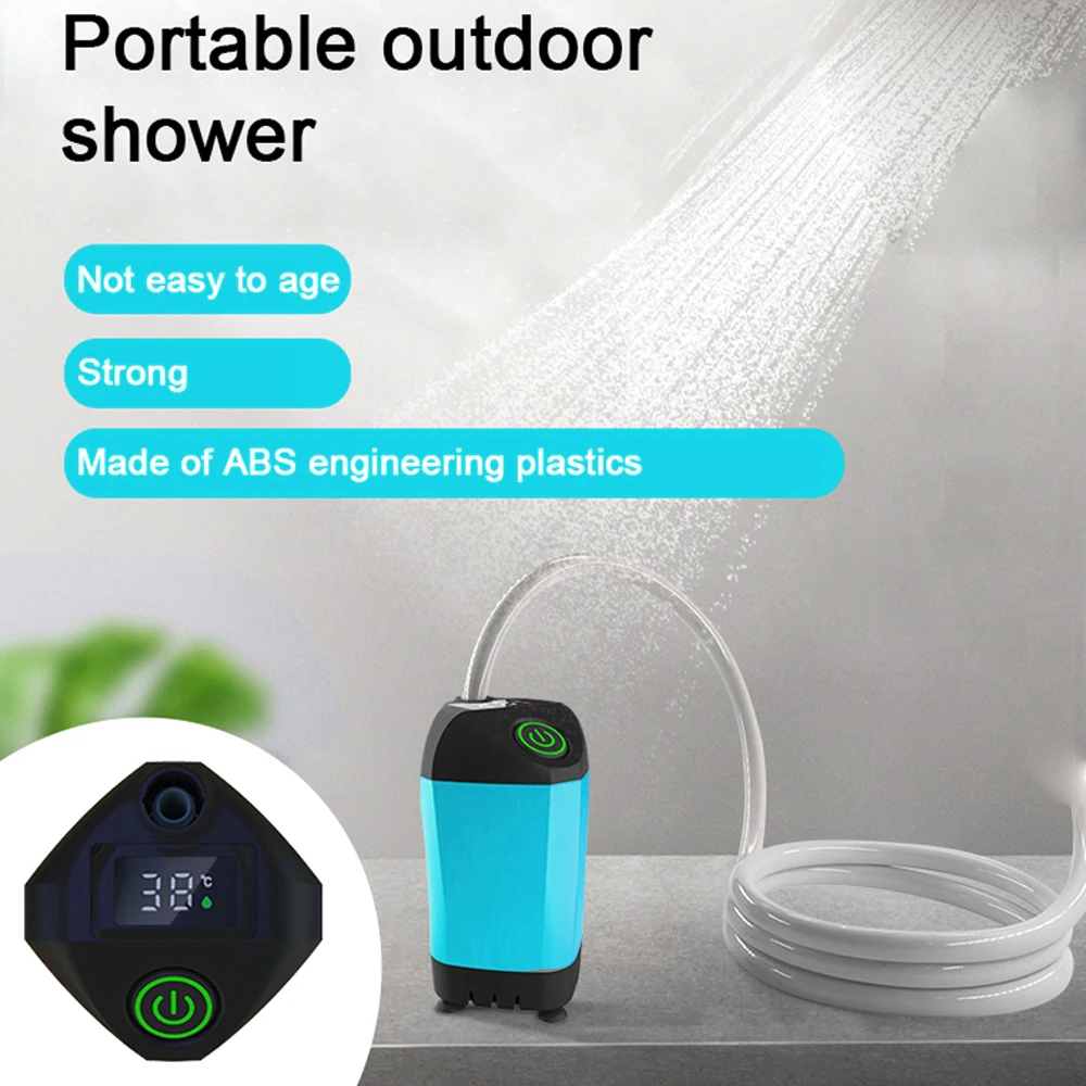 Outdoor Camping Shower Portable Electric Shower Pump IPX7 Waterproof for Camping Hiking Backpacking Travel Beach Pet Watering