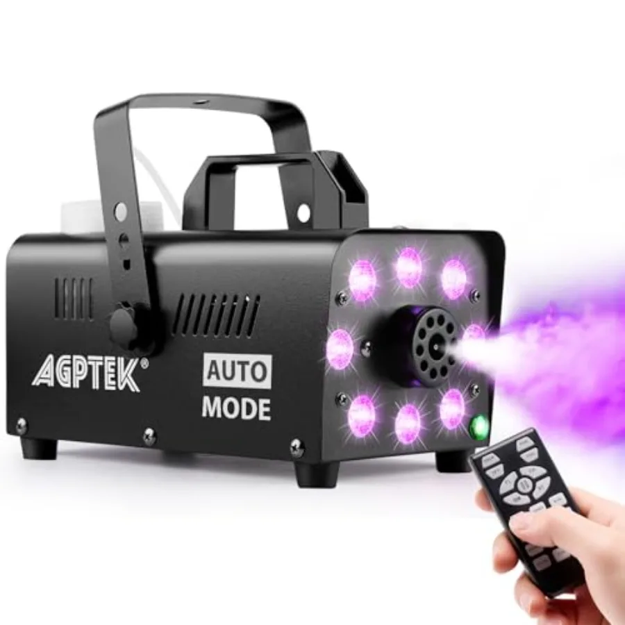 

AGPTEK Fog Machine, Smoke Machine with 12 Colorful LED Lights Effect, Upgraded Auto Mode 600W 4000CFM Fog and 1 Wireless Remote