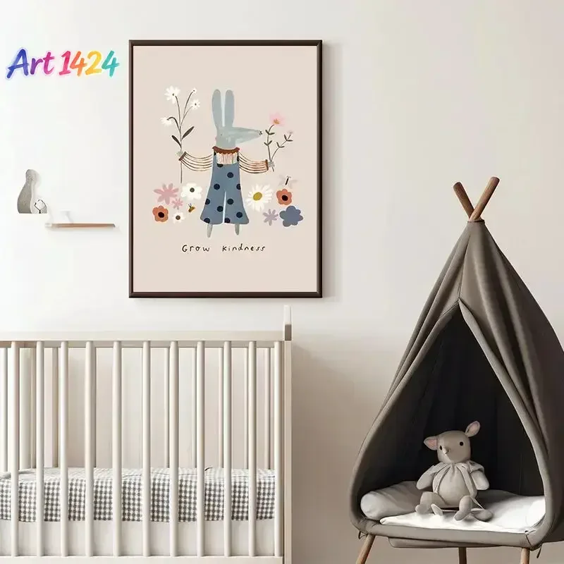 Cartoon Dog Goose Rabbit Bear Mouse Poster Cute Animal Wall Art Canvas Painting Prints Wall Art HD Pictures Baby Kids Room De