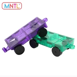 MNTL 2Pcs Magnetic Car Toys Set Compatible Brand Logo Magnet Blocks Tiles Educational STEM Vehicle Model Children Kids Baby Boy