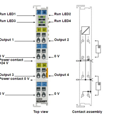 

2026Beckhoff EtherCAT Terminals EL4034 4-channel Analog Output Terminal -10+10 V, 12 Bit