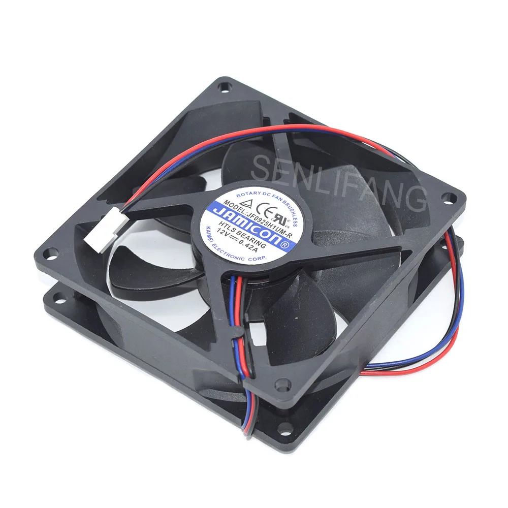 New JF0925H1UM-R 90x90x25mm DC12V 0.42A 3Pin Server Square Fan