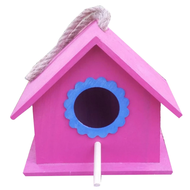 Rose Red Outdoor Bird House Wooden Pearl Sparrow Bird House Wood Bird Nest Decoration Bird Cage Breeding Box