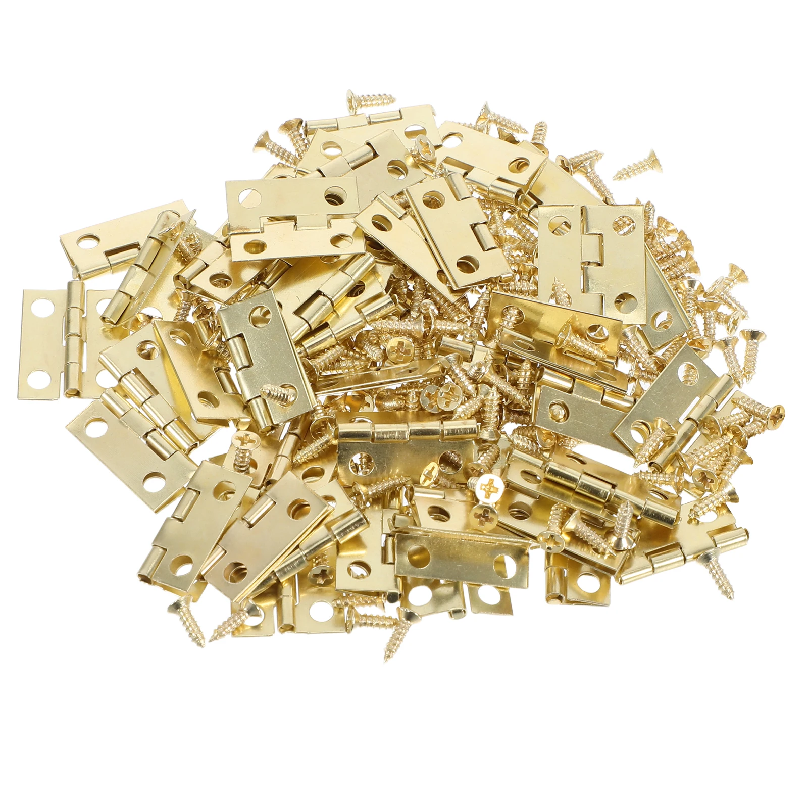 

50Pcs Mini Hinges Retro Miniature Furniture Hardware 19x15mm Small Iron Screws Jewelry Box Craft DIY Kit Mini Hinges