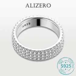 ALIZERO Full Moissanite Ring for Woman Wedding Jewelry with GRA 925 Sterling Sliver Plated 18k White Gold Rings Engagement Band