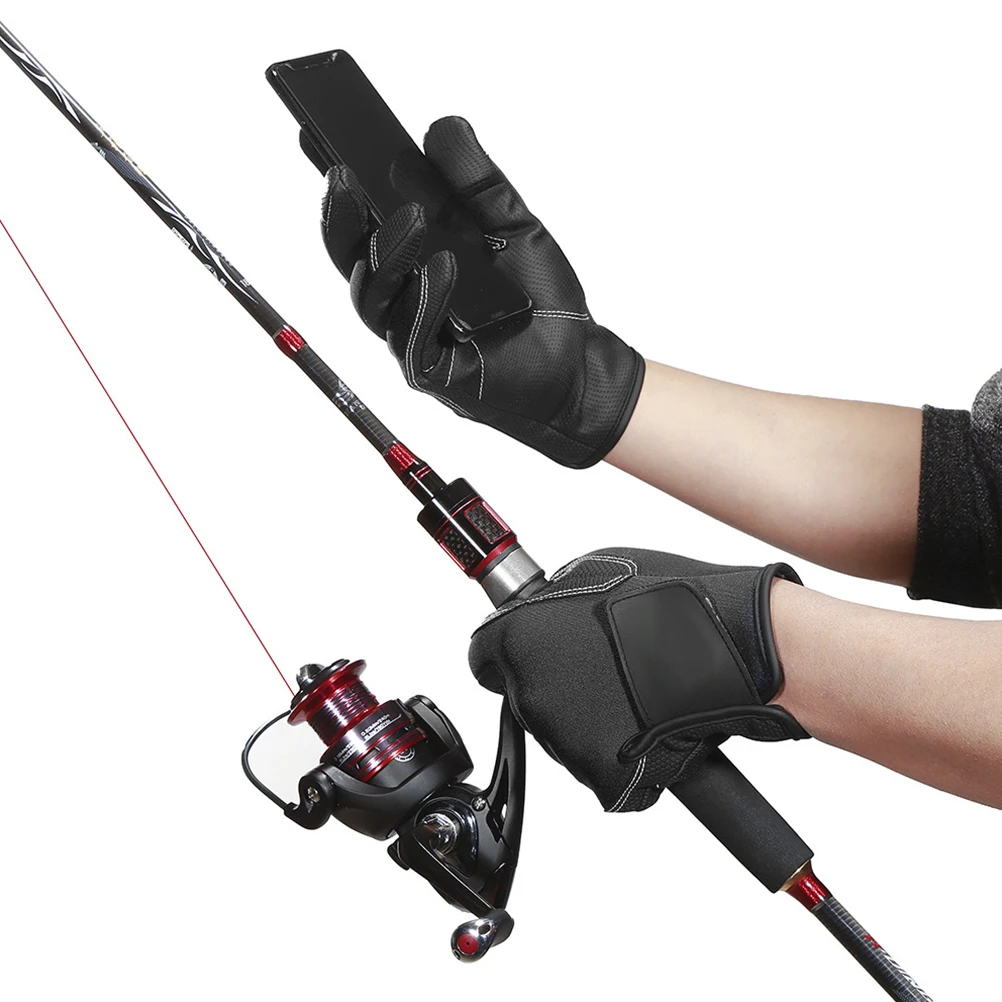 

Anti-Slip Wear-Resistant Durable Fishing Gloves Half Finger Design Touchscreen Compatible Warm Lined Outdoor Hand