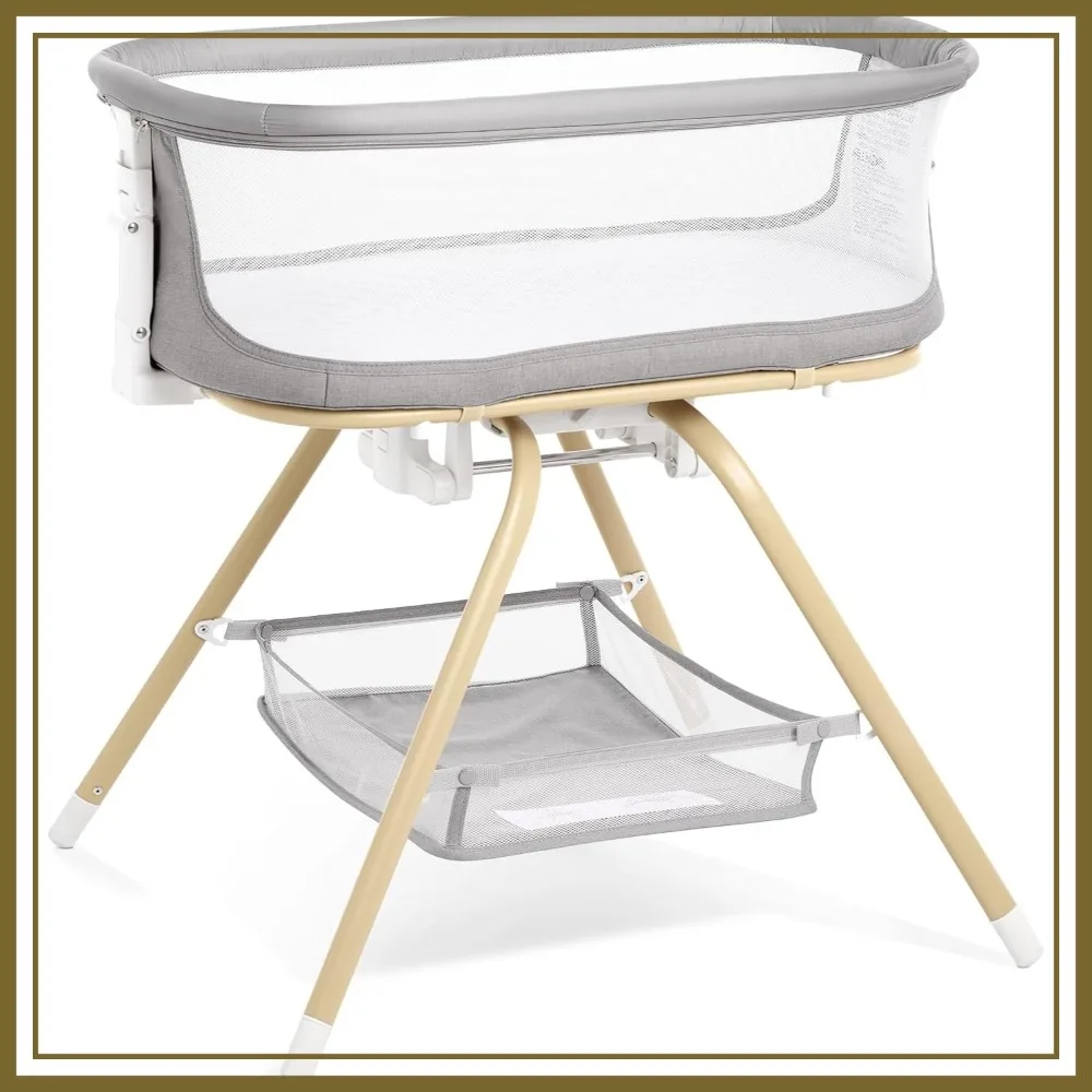 

3 in 1 Baby Bassinet, Rocking Bedside Sleeper with Calming Motion, Portable Nest for Newborn, Breathable Mesh