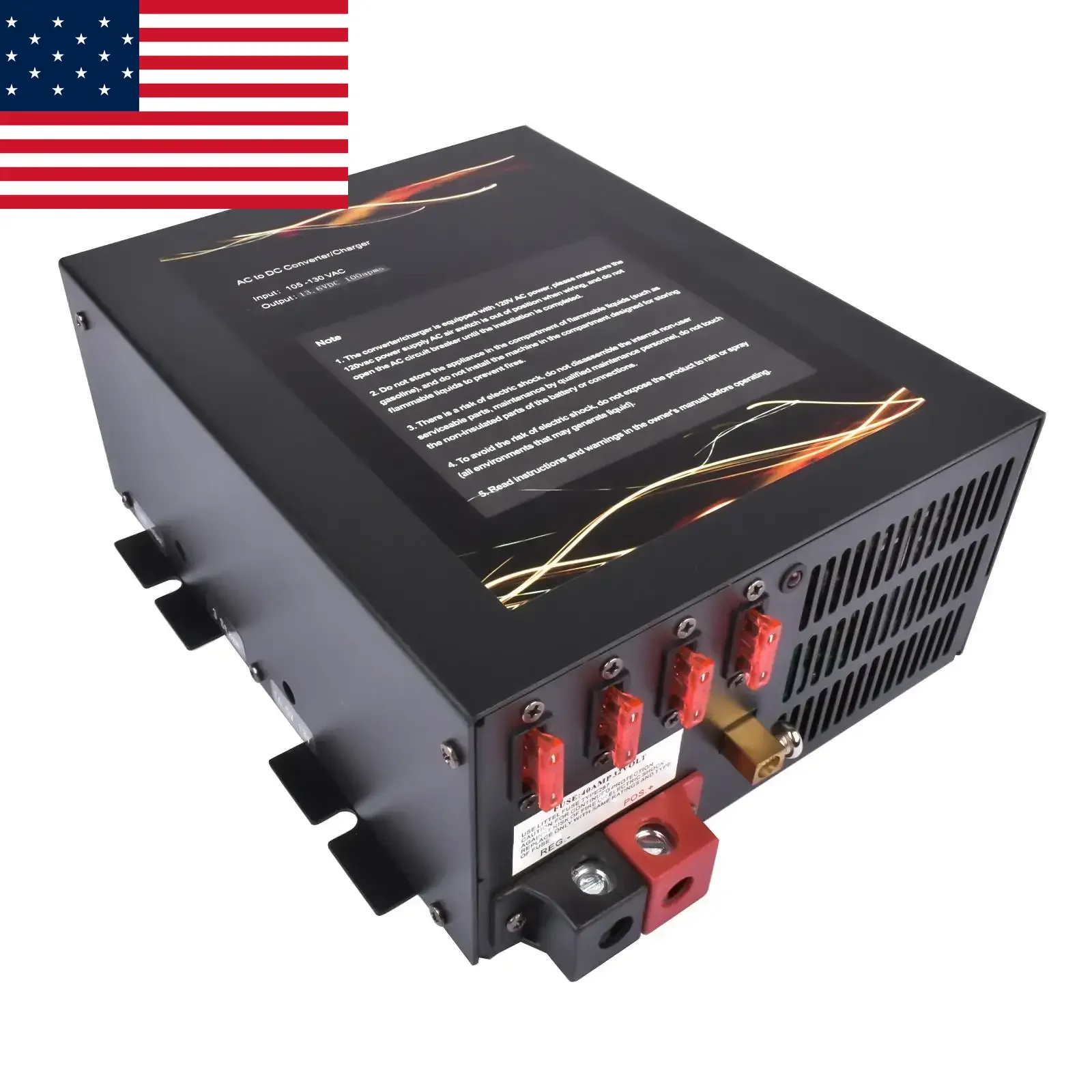 AP03 12V DC 100 Amp Power Converter with Built-in 3 Stage Smart Battery Charger with Reverse Polarity