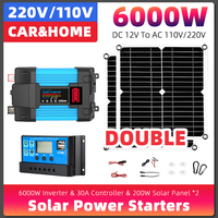 Solar Kit 6000W Inverter 30A Controller Full Power Kit Charger Car solar generator with solar panel 5V Solar Panel Camping home