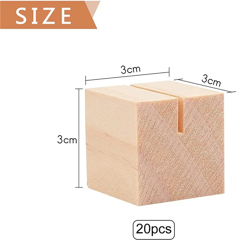 A01F-40Pcs حامل بطاقة الاسم الخشبية رقم الجدول الخشبي تقف حامل بطاقات مكان الخشب الصلب لعلامات الاسم والصور والبطاقات البريدية #6