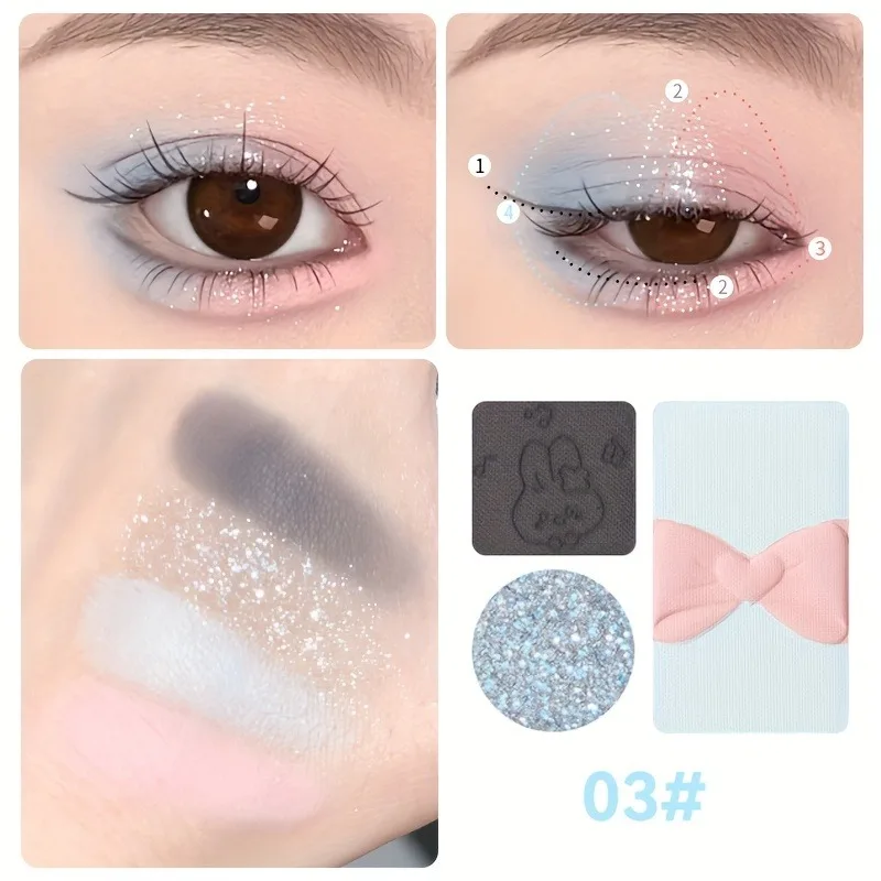 Palette di ombretti a 4 colori Glitter Matte Green Brown Shimmer Ombretto duraturo impermeabile Evidenziatore Cosmetici per il trucco per la festa