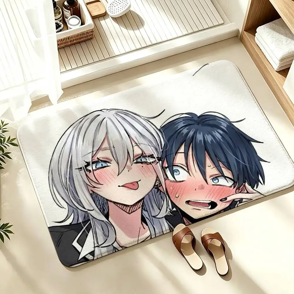 H-Haimiya S-Senpai Wa Kowakute Kawaii  Soft Absorbent Decorative Floor Mat for Bathroom Entryway Living Room