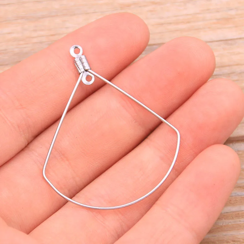 20Pcs 32*40mm Shapedring Water Drop Charm Stainless Steel Pendant Open Bezels Hollow Pressed Resin Frame Mold DIY Jewelry Making