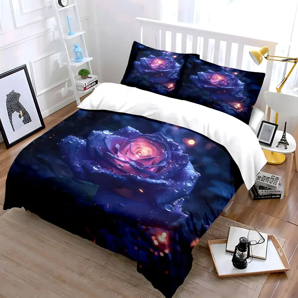 

"Glowing Rose Decorative Set" Soft Comfortable Duvet Cover Bedding Set Included 1*Duvet Cover & 2*Pillowcases, gift