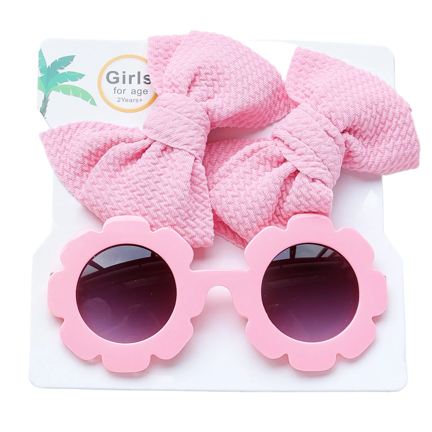 3 Piece Of Children\'s Bow Hair Clip Sunglasses Set Cute UV Eye Protection Toy Suite