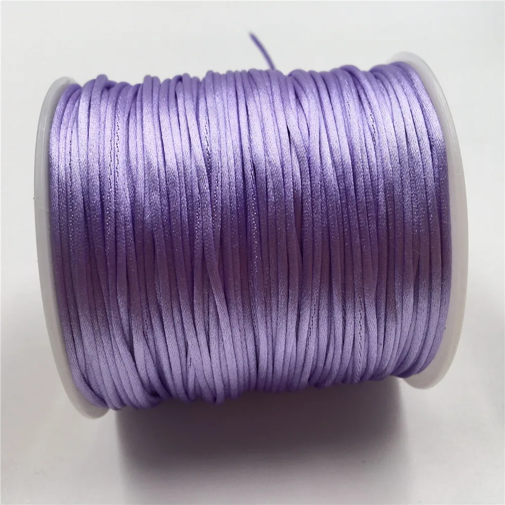 Luz Roxo Macramé Cord, Trançado Silk Satin Nylon Corda, DIY Beading Thread Wire, Nylon forte, 1mm, 50m