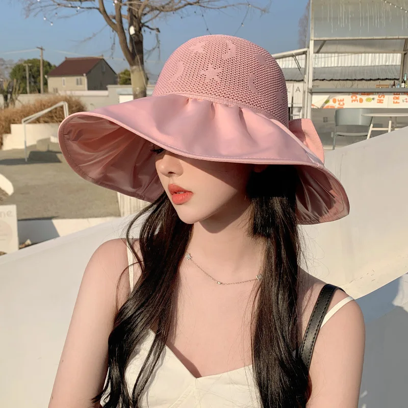 2023 Korean Women's Outdoor Travel Butterfly Mesh Breathable Bucket Protection Folding Sun Hat