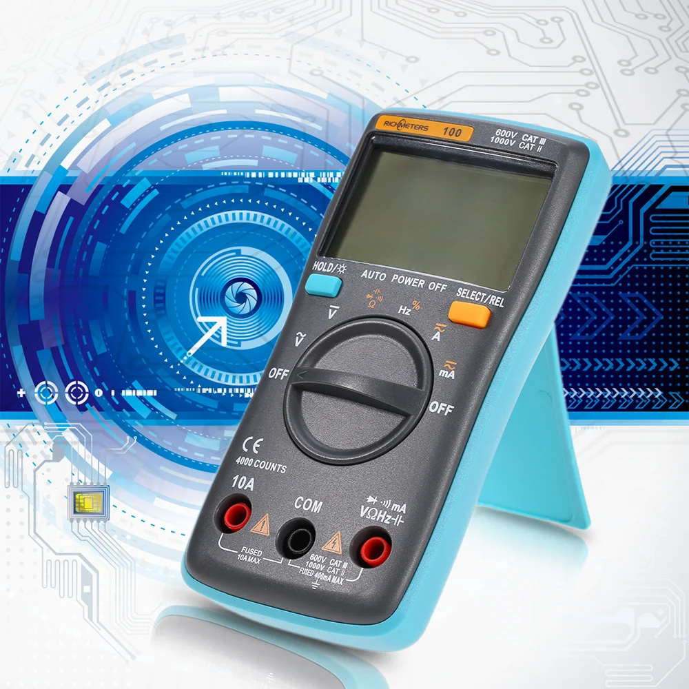 RM100 True RMS Multifunctional LCD Digital Multimeter DMM DC AC Voltage Current Resistance Diode Continuity Capacitance