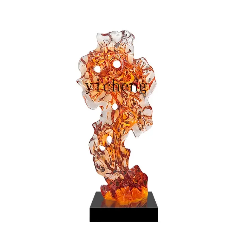 L8-12 Transparent Resin Taihu Stone Sculpture Floor-standing Large Ornament Sales Office Decoration
