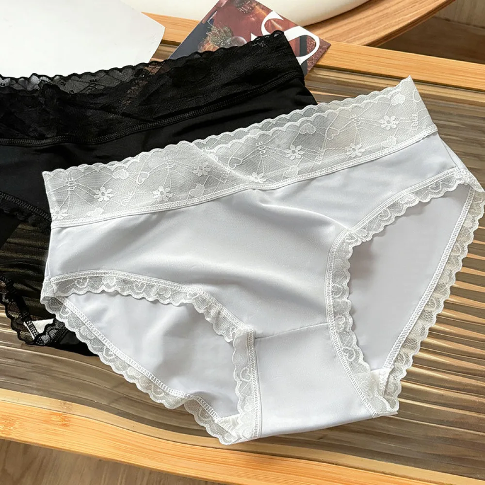 For For Guomilin Women Briefs Mid Waist Ice Silk Panties Seamless Breathable Cotton Crotch Lace Trim Plus Size Lady Underwear - Aliexpress Deal