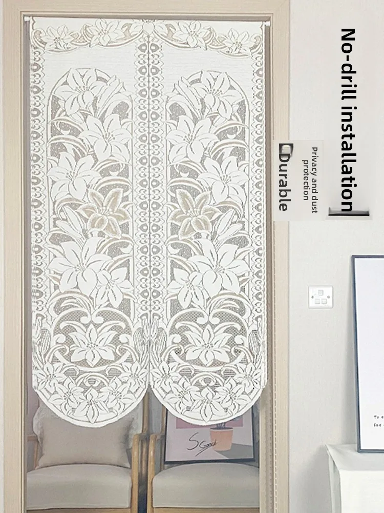 Japanese Sle Semi-Privacy Door Curtain Lace Fabric Bedroom Batoom Partition Curtain Living Room No-Punching Required