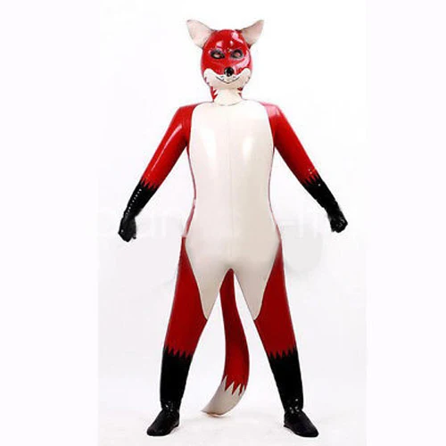 

Latex Rubber Masquerade, Halloween fox inflatable tights Mask Gloves