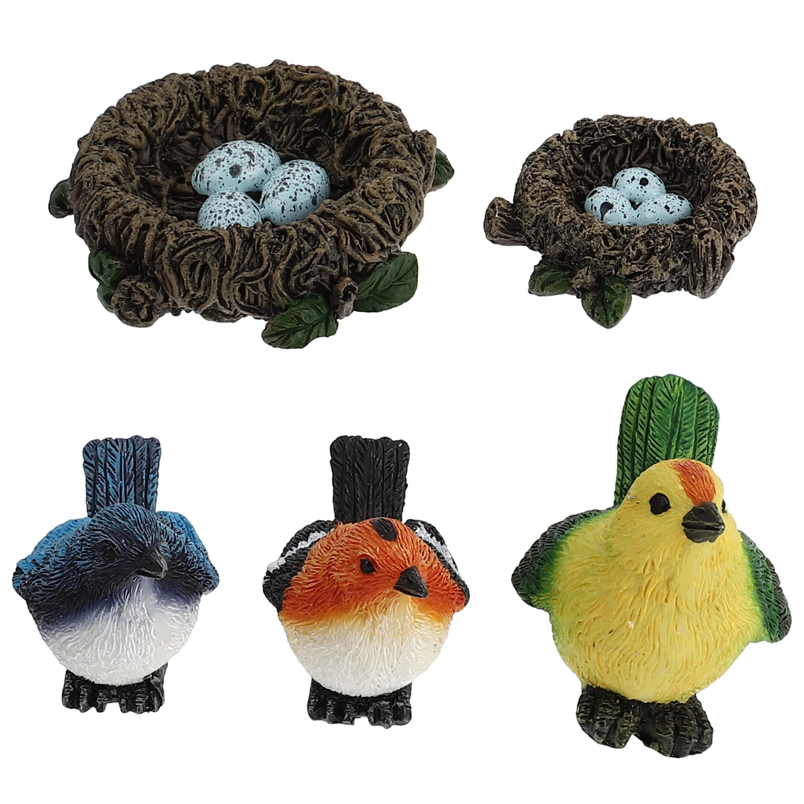 

5Pcs Bird Nest Decoration Resin Animal Statue Miniature Garden Ornament Desktop Resin Bird Adornment for Fairy Garden Micro