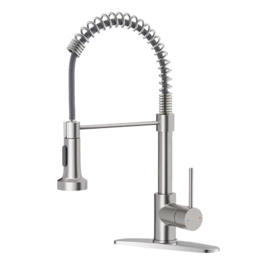 

Kitchen Faucet with Pull Down Sprayer Industrial 1 Handle 1 Hole Or 3 Hole Faucet for Farmhouse Camper Laundry Utility Rv Wet B
