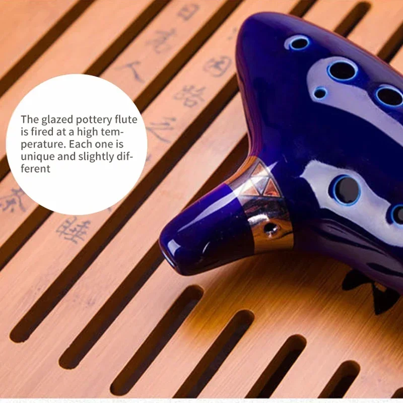 Heiß ﻿ Ocarina Ceramic Legend Of 12 Tones Alto C Keramik-Ocarina Musikinstrument mit Liederbuch, Halsschnur und Halskordel – Detail 7