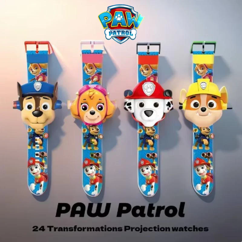 Paw Patrol Watch Toys Set 3D Projection Digital Watches Cartoon Puppy Patrulla Canina Anime Figures Toy Marshall Chase Kid Gifts