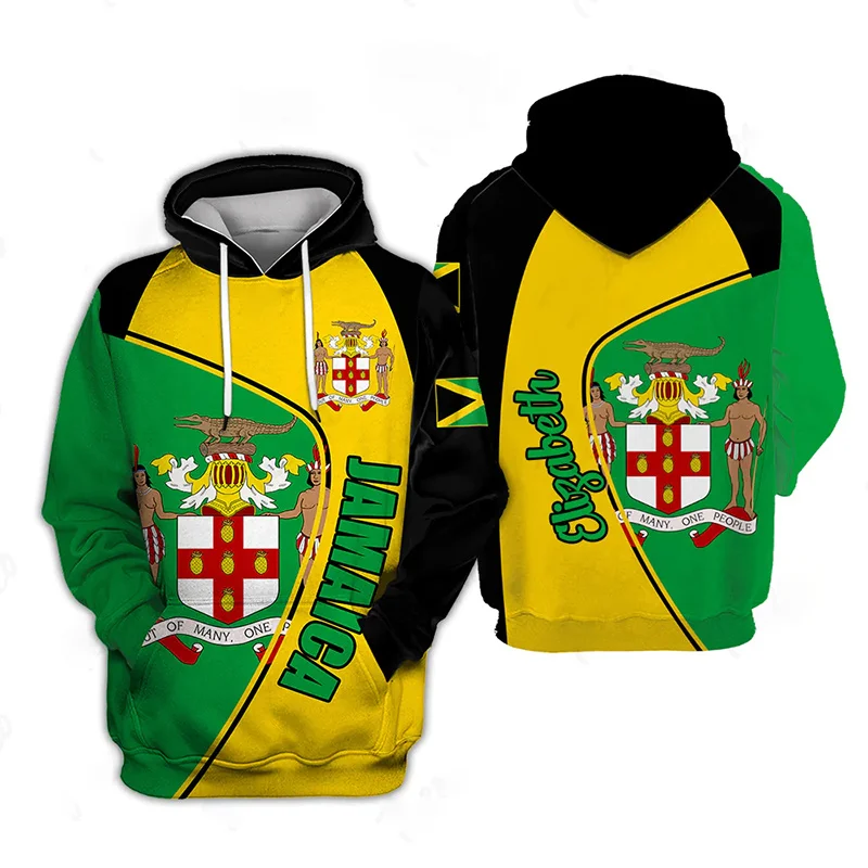 3D The Flag Of Jamaica Printed Hoodies For Men Spiritual Totem Graphic Hooded Sweatshirts Kid Fashion Cool Pullovers Vintage Top