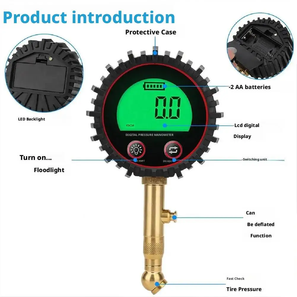 

Digital Tire Pressure Gauge With Large Screen Display For Cars Trucks Bikes Quick Pressure Measurement Accessories
