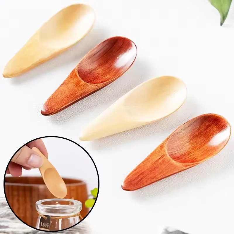 

Wood Mini Creative Tea Spoon Short Handled Condiment Scoop Flatware Coffee Tea Small Sugar Spoon Coffee Spoon Kitchen Gadgets